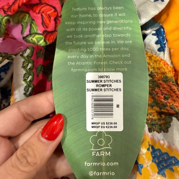 New Farm Rio Summer Stitches Romper Size M - Picture 8 of 9